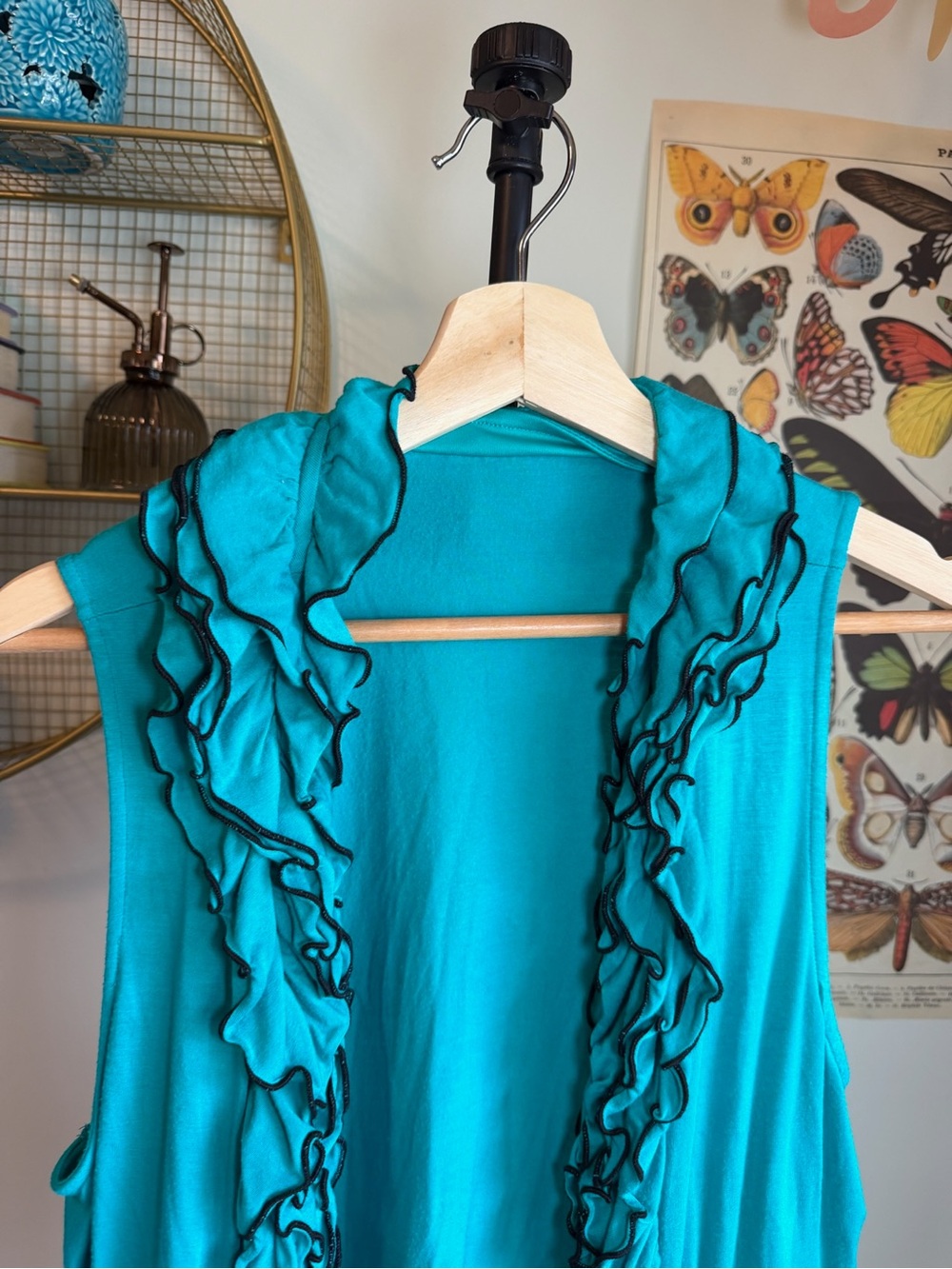 Teal Ruffled Open-Front Vest - Picture 7 of 8